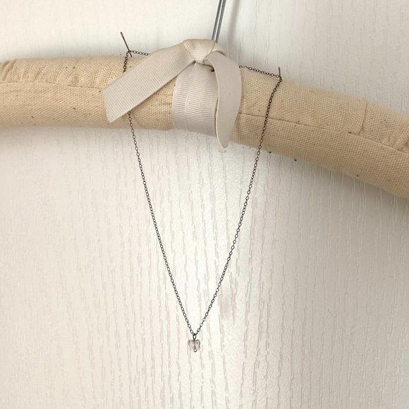 Vintage Silver Choker Necklace with Tiny Butterfly Charm Pendant - Picture 1 of 6